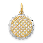 10K w/Rhodium D/C Sunflower Pendant Charm