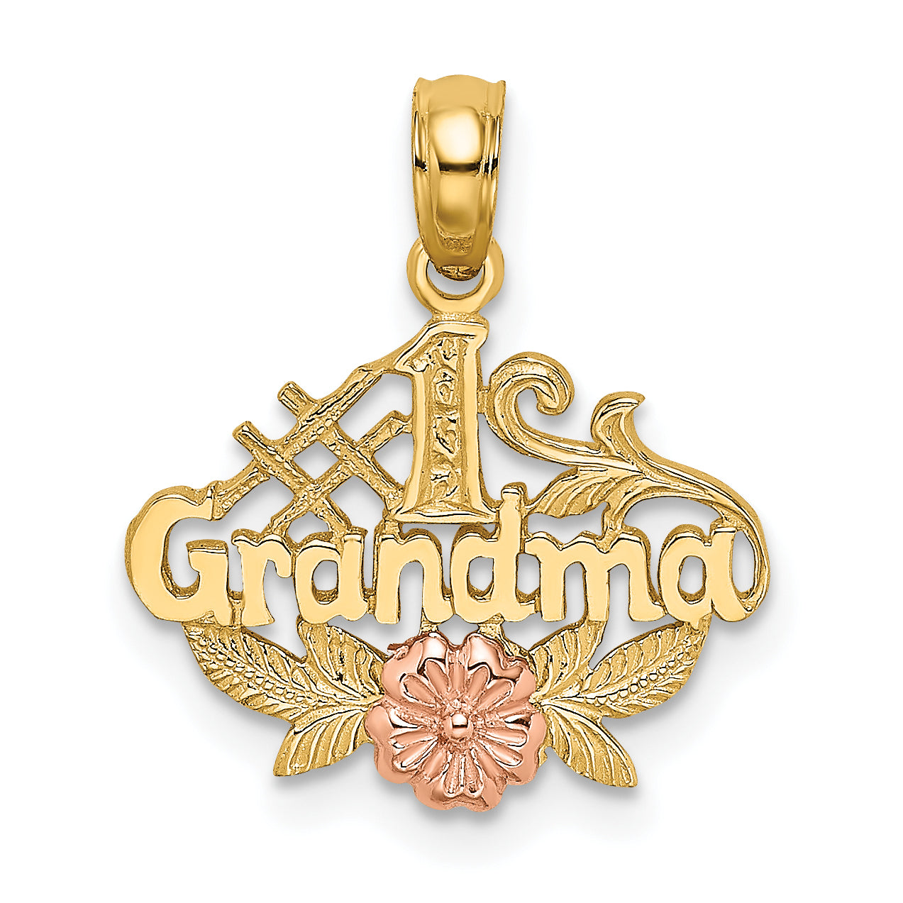 10K Two-Tone #1 GRANDMA W/ Flower Charm Main image