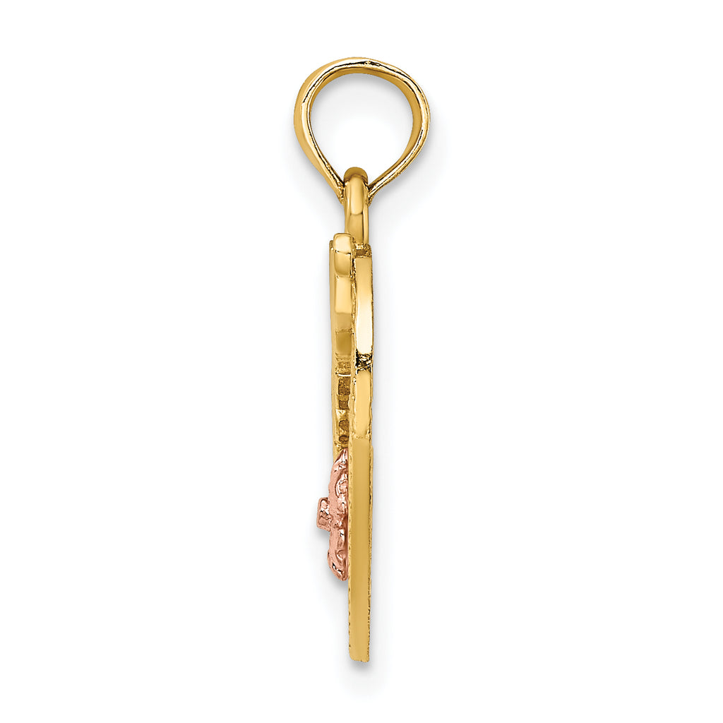 10K Two-Tone Gold Two-tone and White Rhodium #1 MOTHER in Heart Charm - view 2
