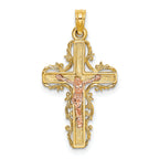 10K Two-Tone w/ Lace Trim Crucifix Charm