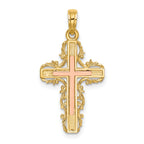10K Two-Tone Gold Two-Tone w/ Lace Trim Cross Charm