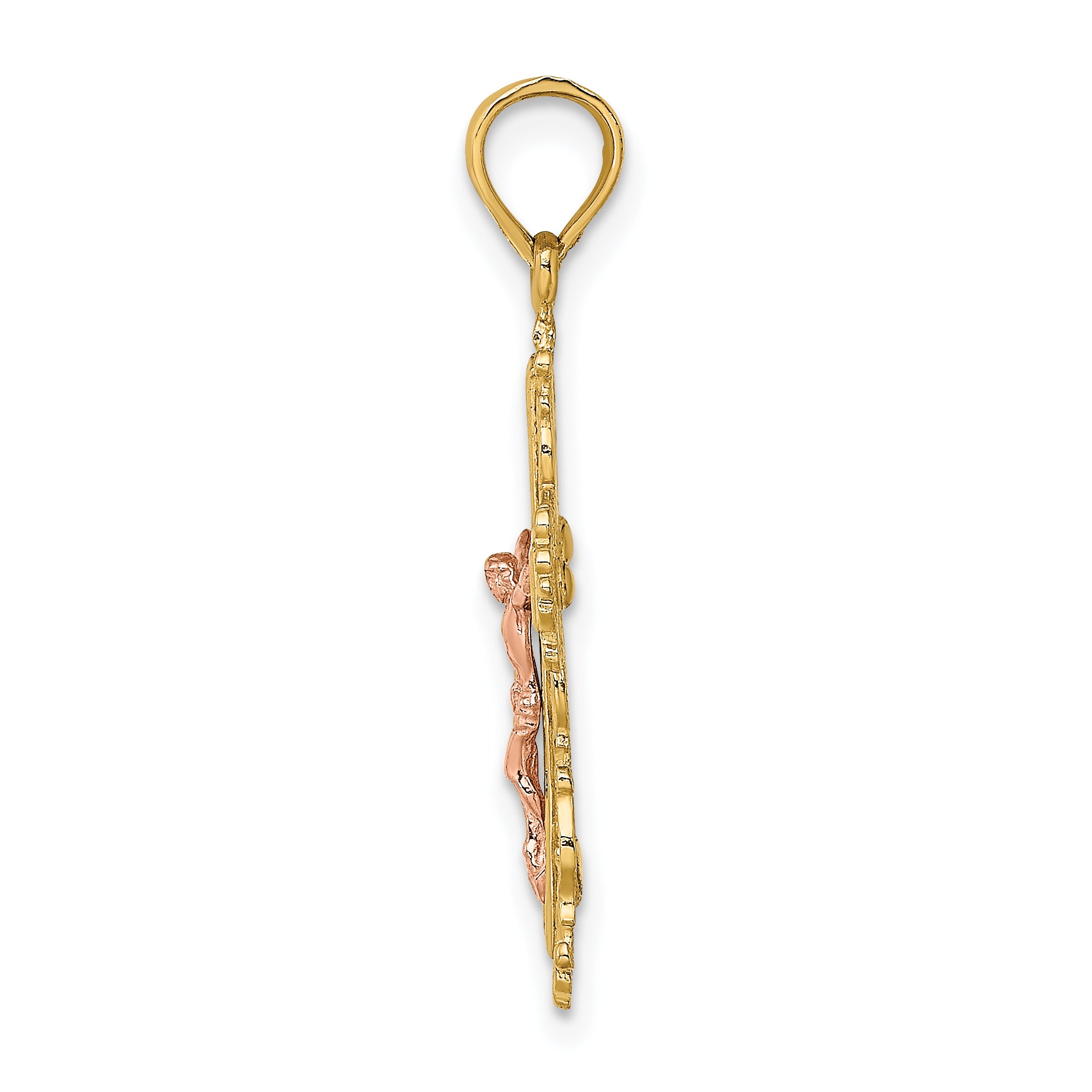 10K Two-Tone Crucifix W/ Lace Trim Charm Secondary image