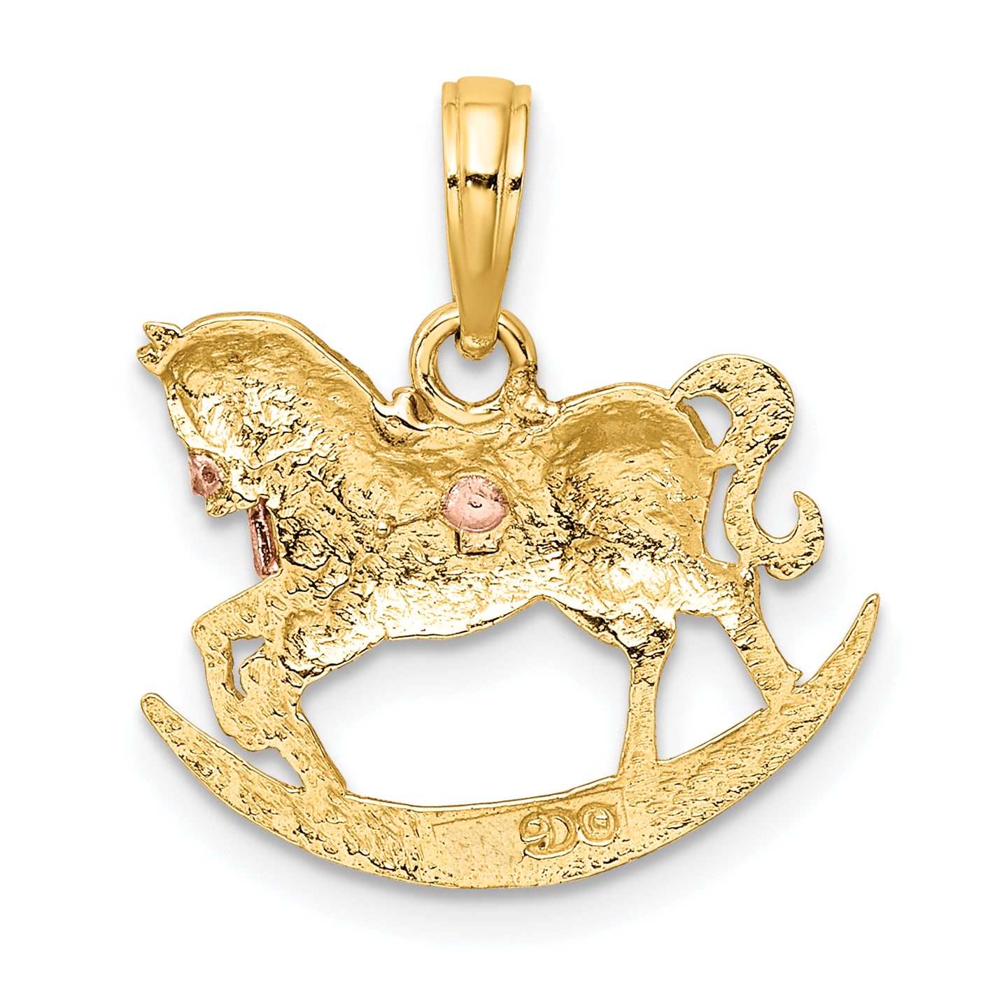 10k Two-Tone 2-D Rocking Horse w/ Saddle Charm