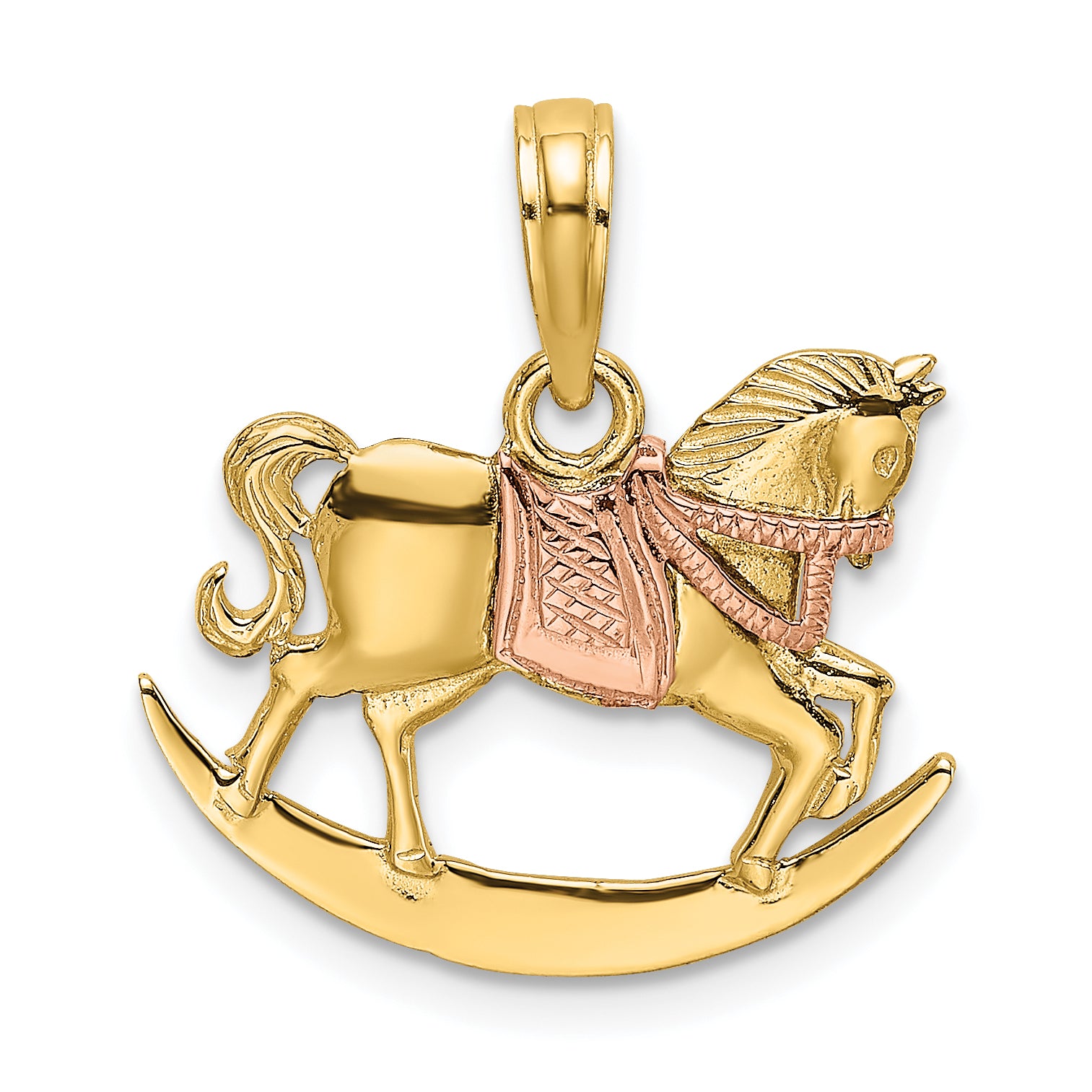 10k Two-Tone 2-D Rocking Horse w/ Saddle Charm Main image