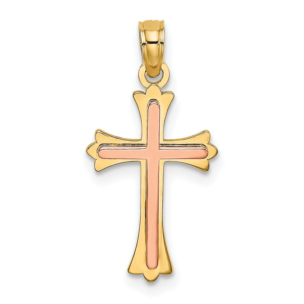 10K Two-Tone Gold Two-Tone Cross Charm