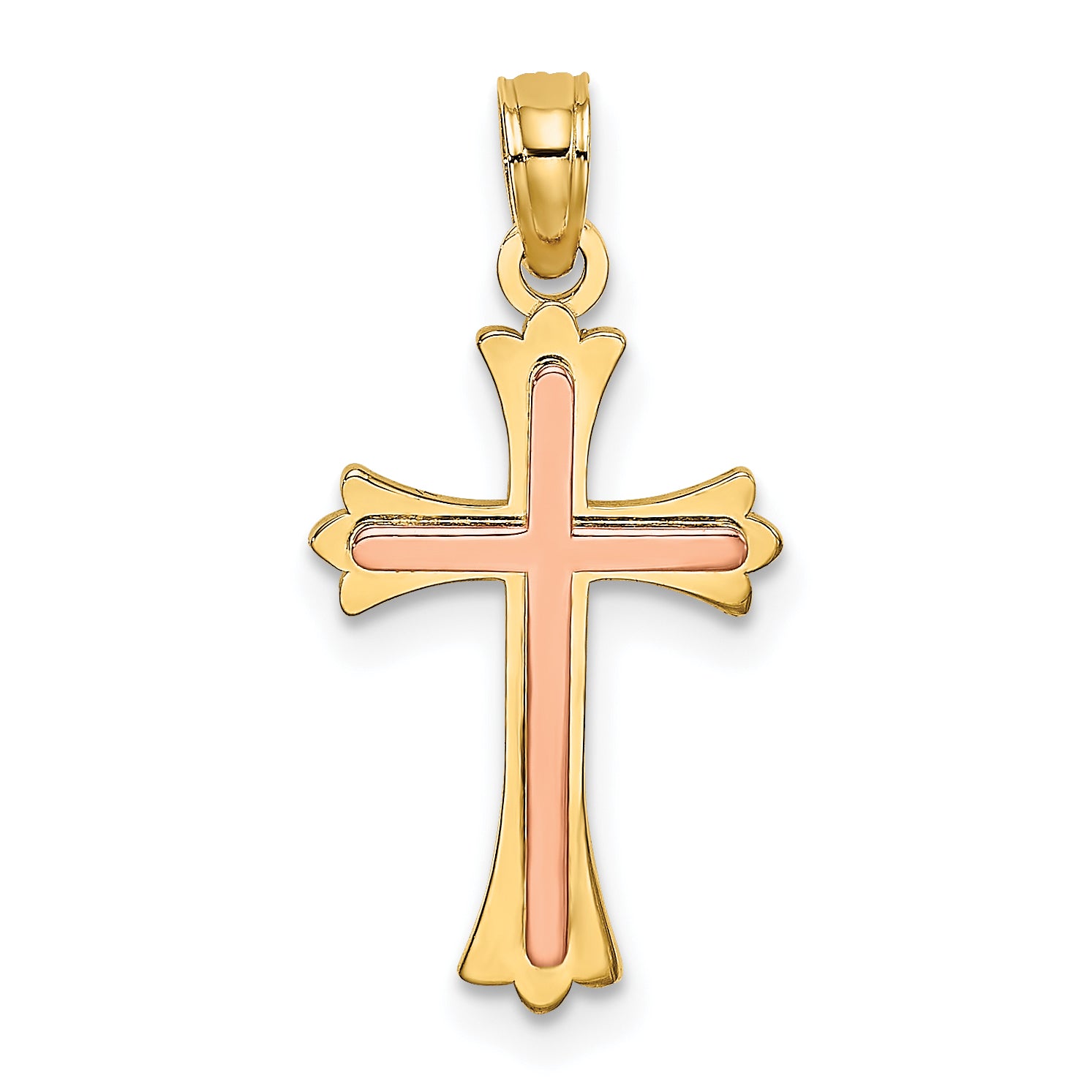 10K Two-Tone Gold Two-Tone Cross Charm