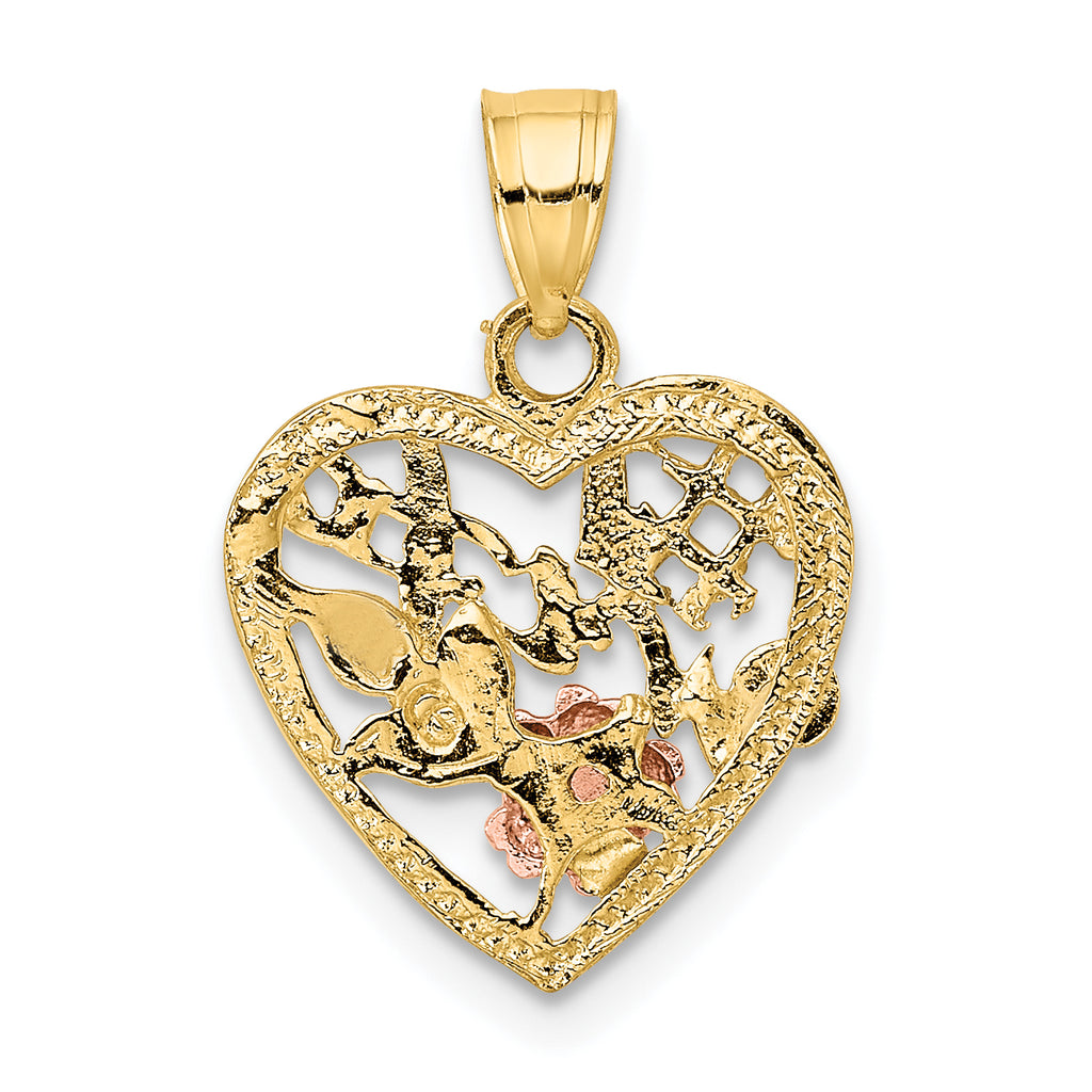 10k Two-Tone w/White Rodium #1 WIFE In Heart Charm