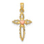 10K Two-Tone Gold Two-Tone Cross w/ Heart Charm