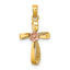 10K Two-Tone Gold Two-Tone Twisted Cross w/ Heart Charm