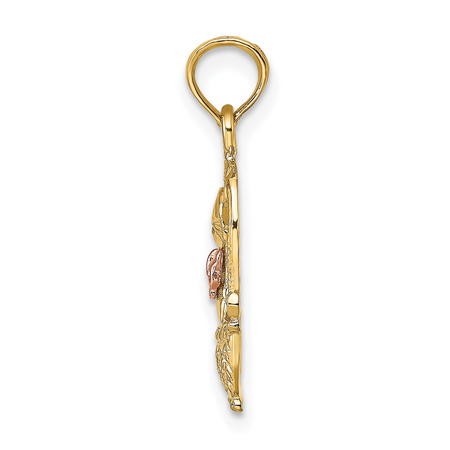 10k Two-Tone Cat w/ Bow In Basket Charm Secondary image