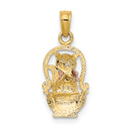 10k Two-Tone Cat w/ Bow In Basket Charm