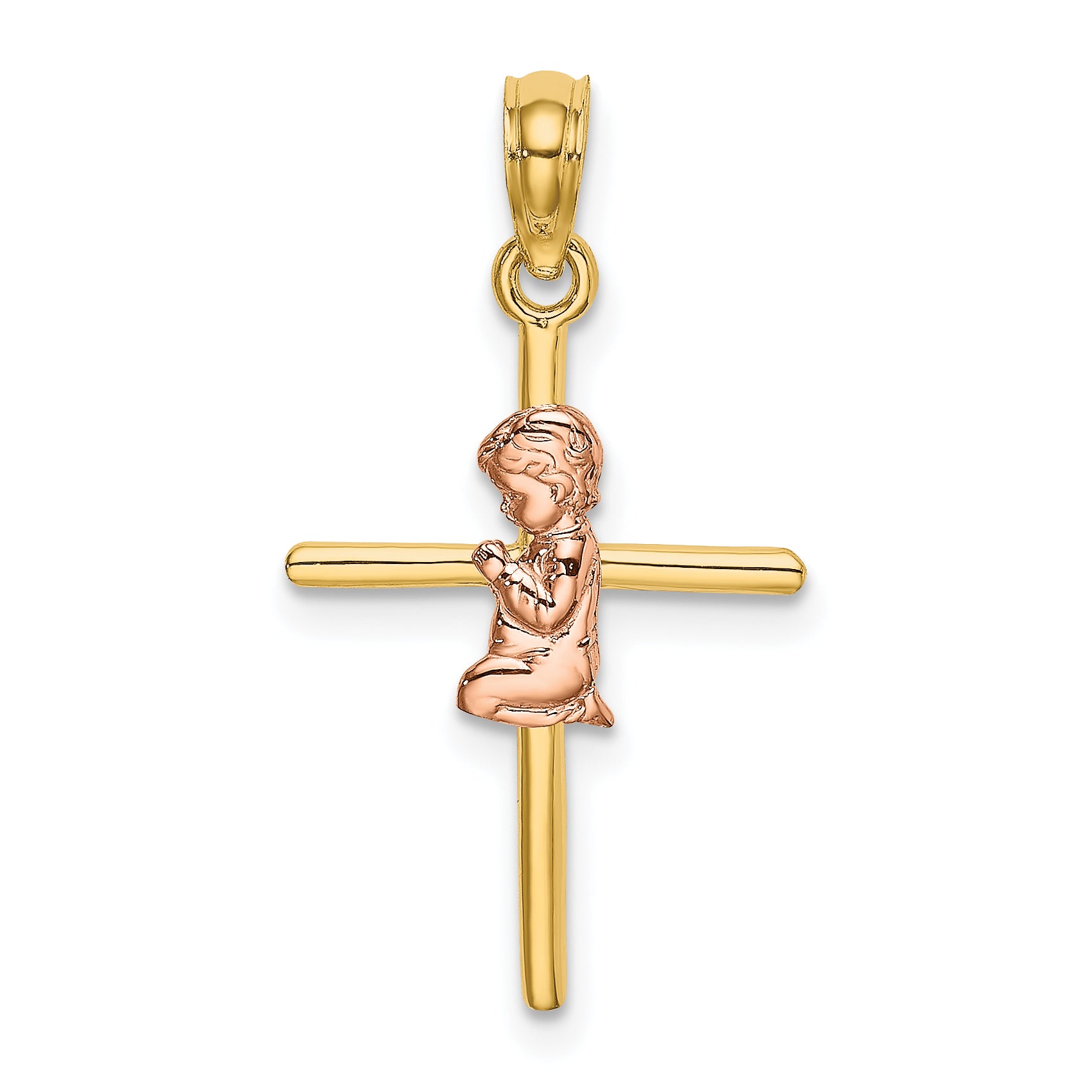 10K Two-Tone 2-D Boy On Cross Charm Main image