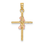 10K Two-Tone 2-D Girl On Cross Charm