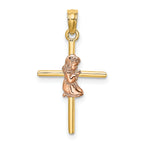 10K Two-Tone 2-D Girl On Cross Charm