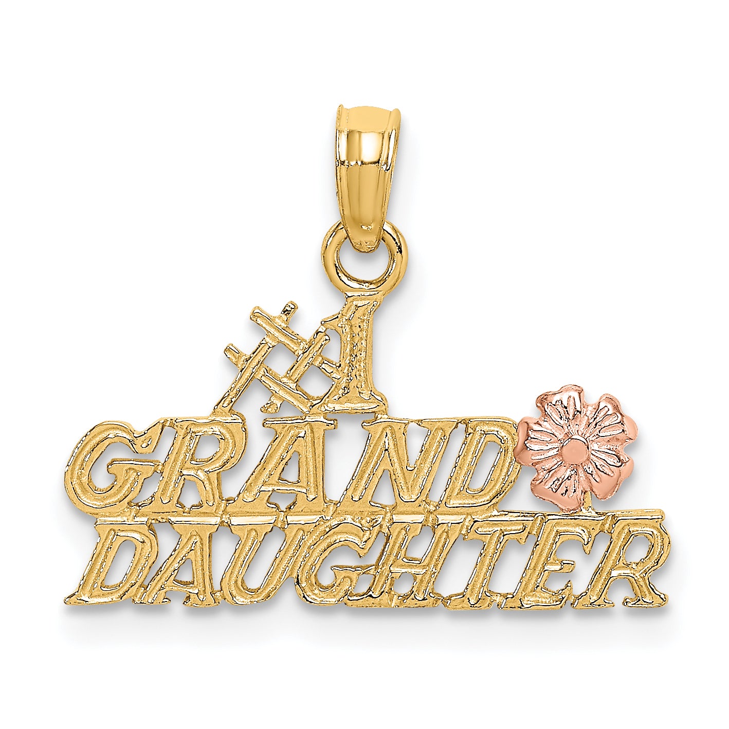 10k Two-Tone #1 GRANDDAUGHTER w/ Flowers Charm Main image