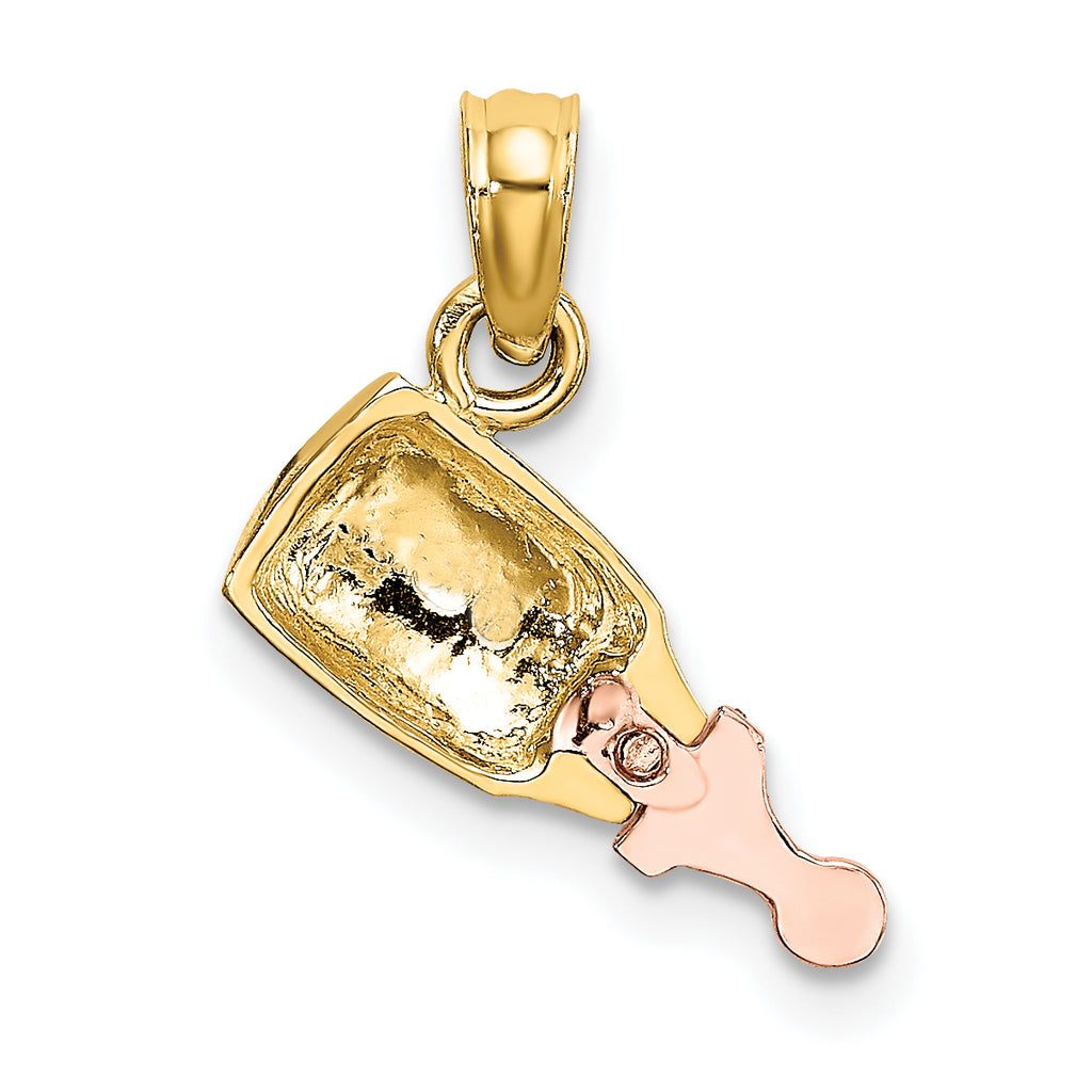 10k Two-Tone Baby Bottle Charm
