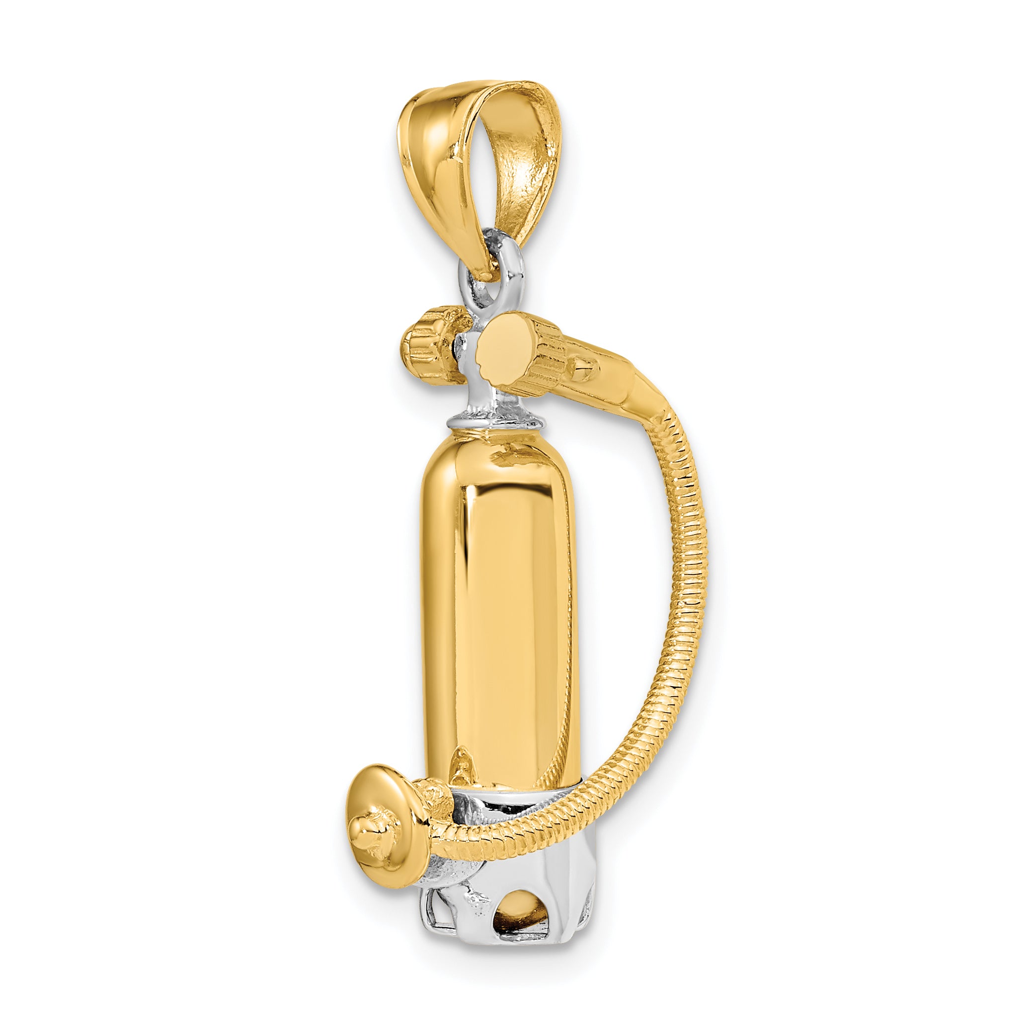 10K w/Rhodium 3-D Single Scuba Tank W/ Hose Charm