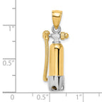 10K w/Rhodium 3-D Single Scuba Tank W/ Hose Charm