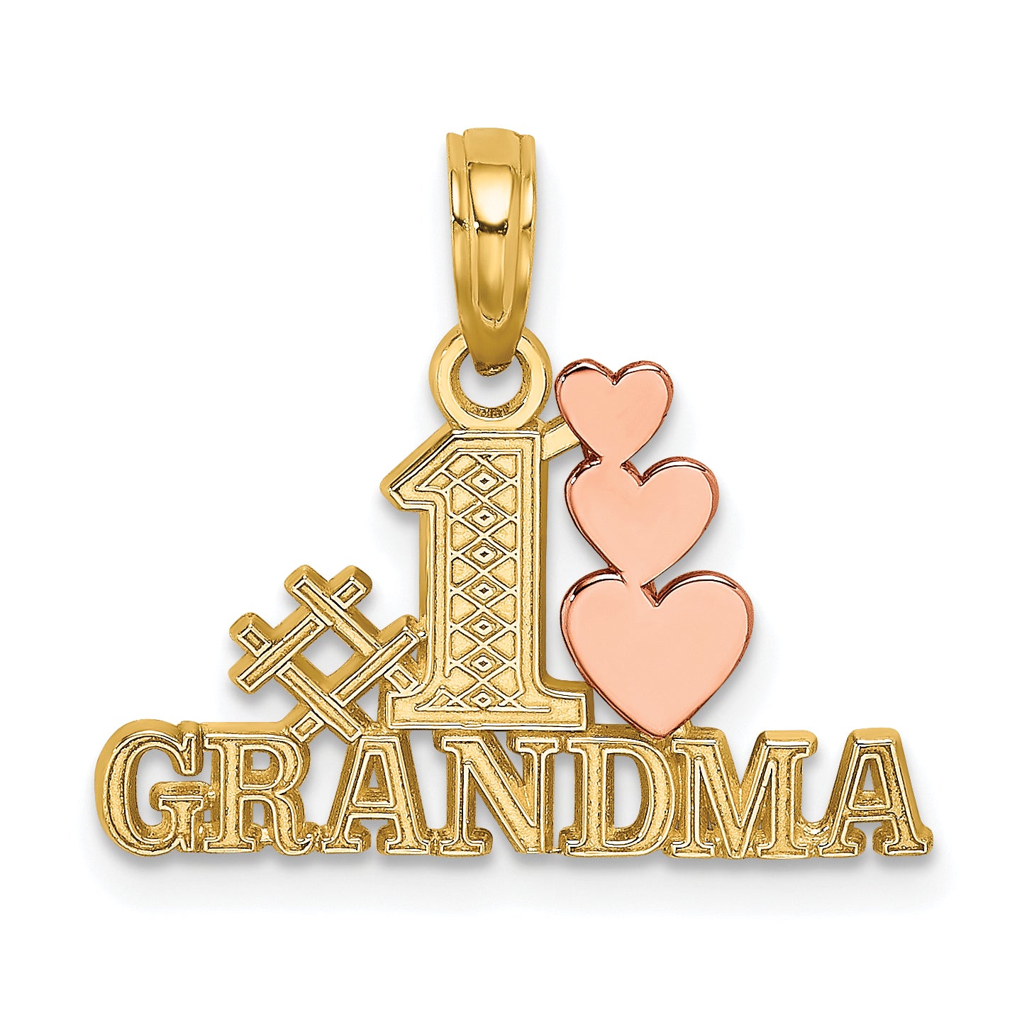 10k Two-Tone #1 GRANDMA w/ Three Hearts Charm Main image