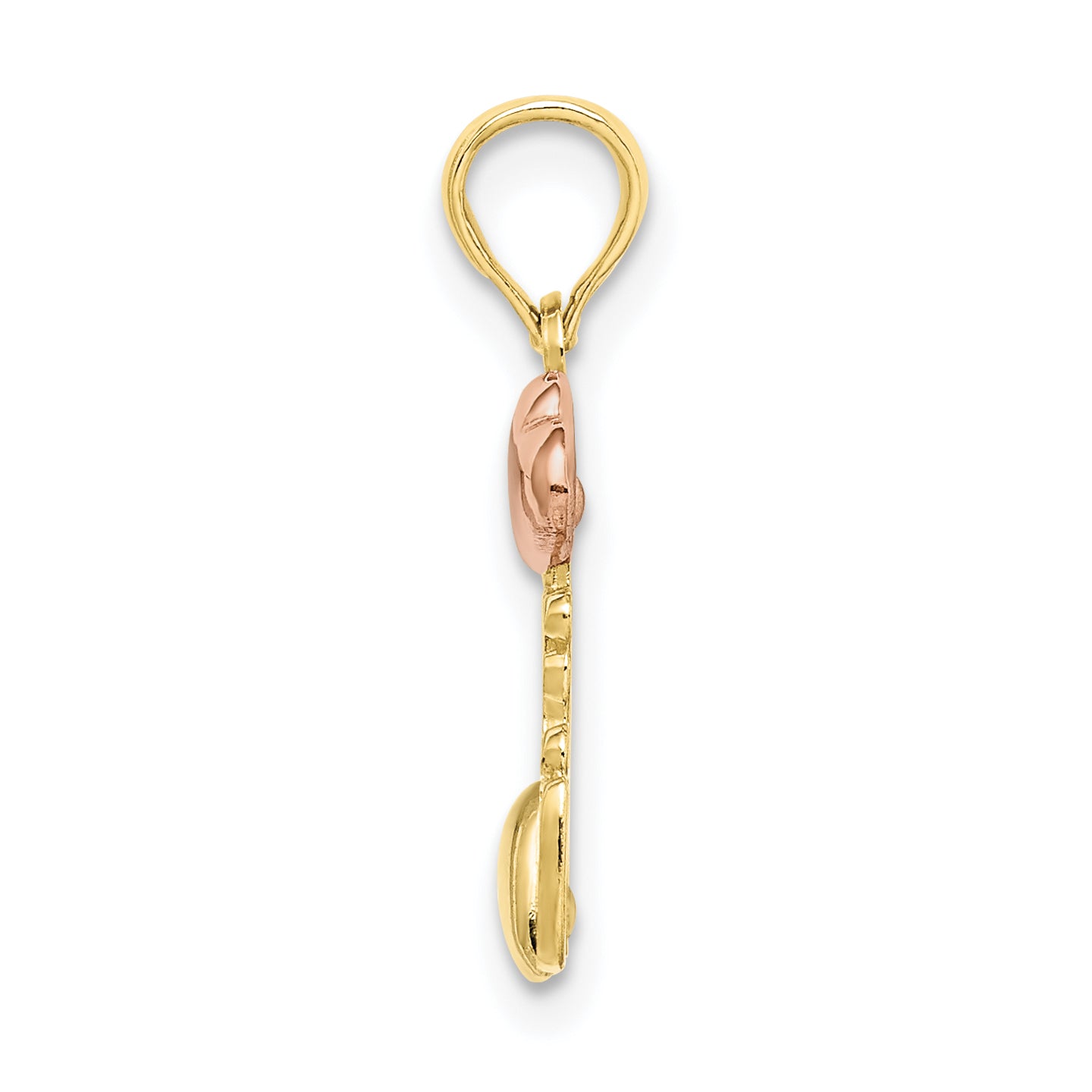10K Tri-color I LOVE YOU  W/ Hearts Charm