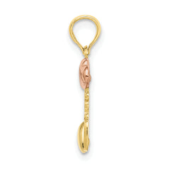 10K Tri-color I LOVE YOU  W/ Hearts Charm