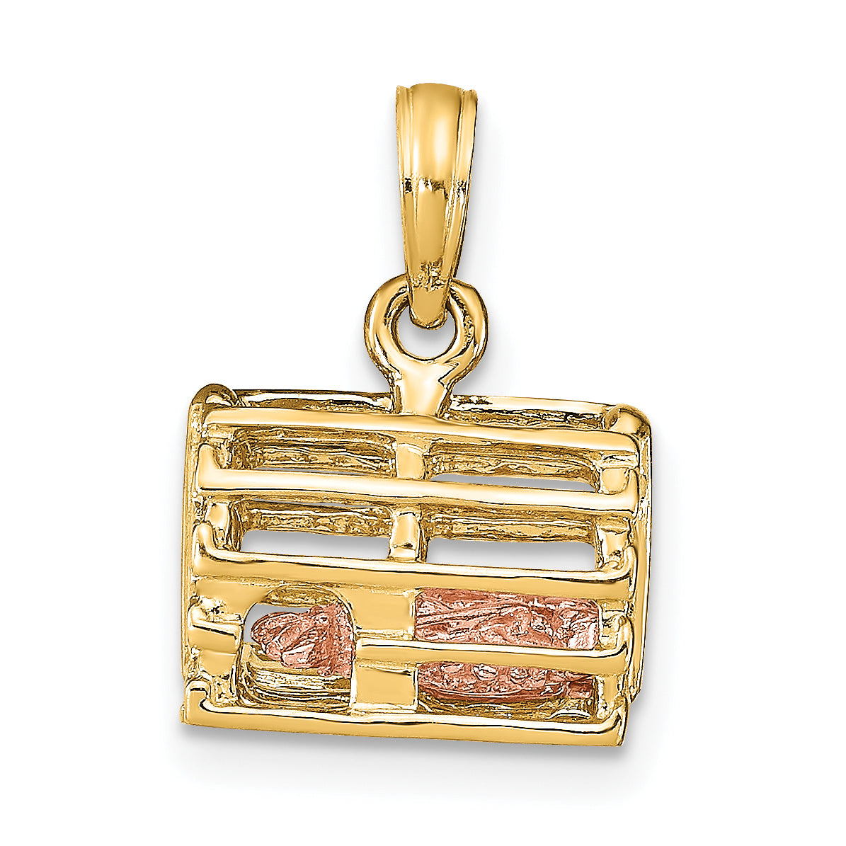 10K Two-tone 3D Lobster Trap W/Moveable Lobster Pendant Main image