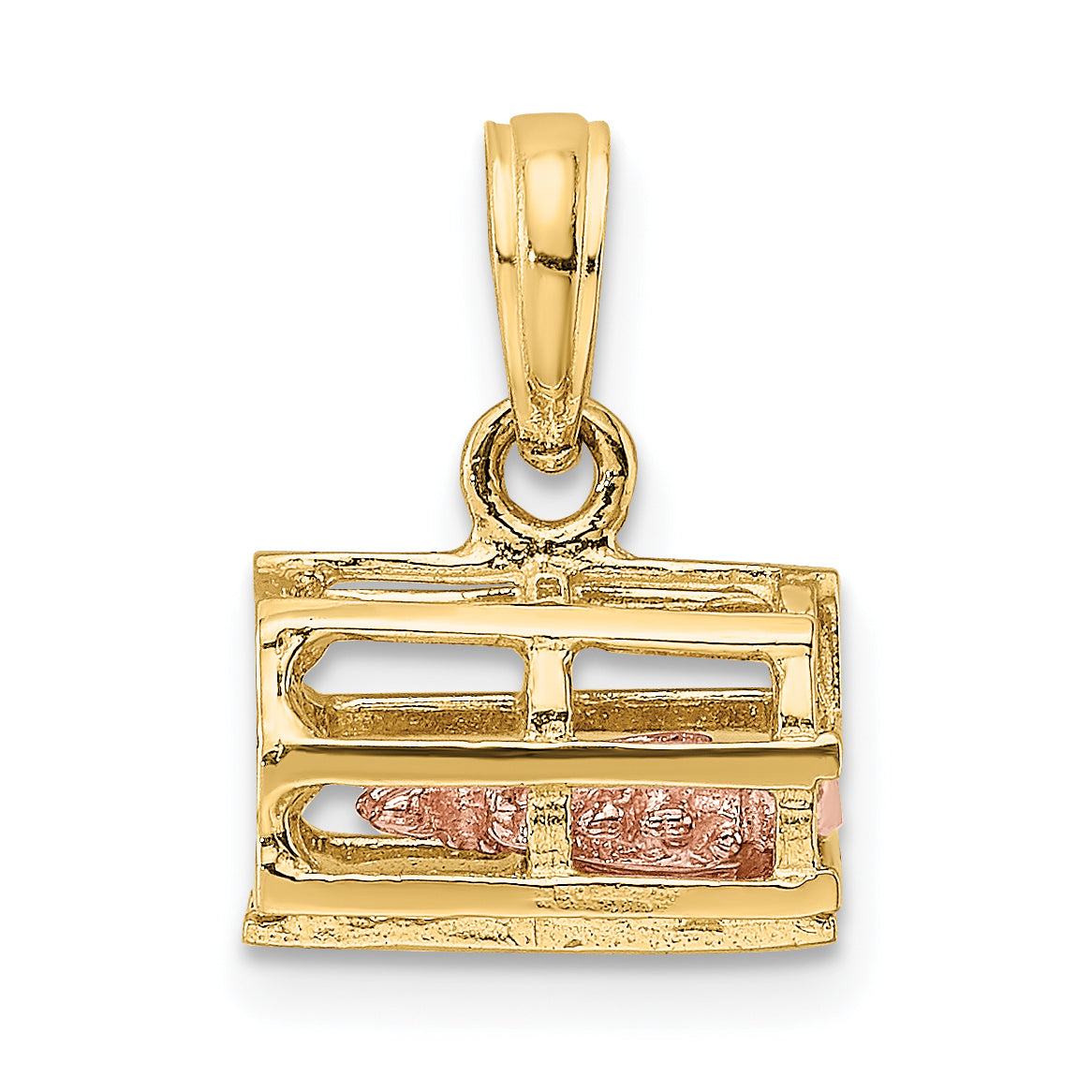 10K Two-tone 3D Lobster Trap W/Moveable Lobster Pendant Main image