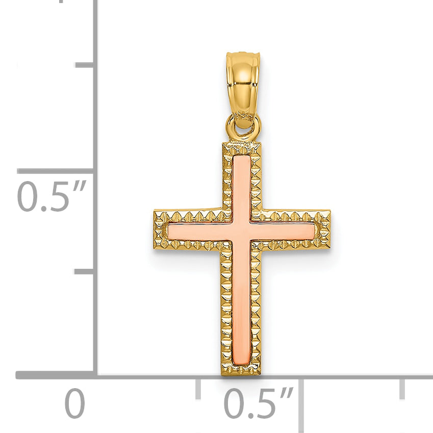 10k Two-tone Polished Cross Charm