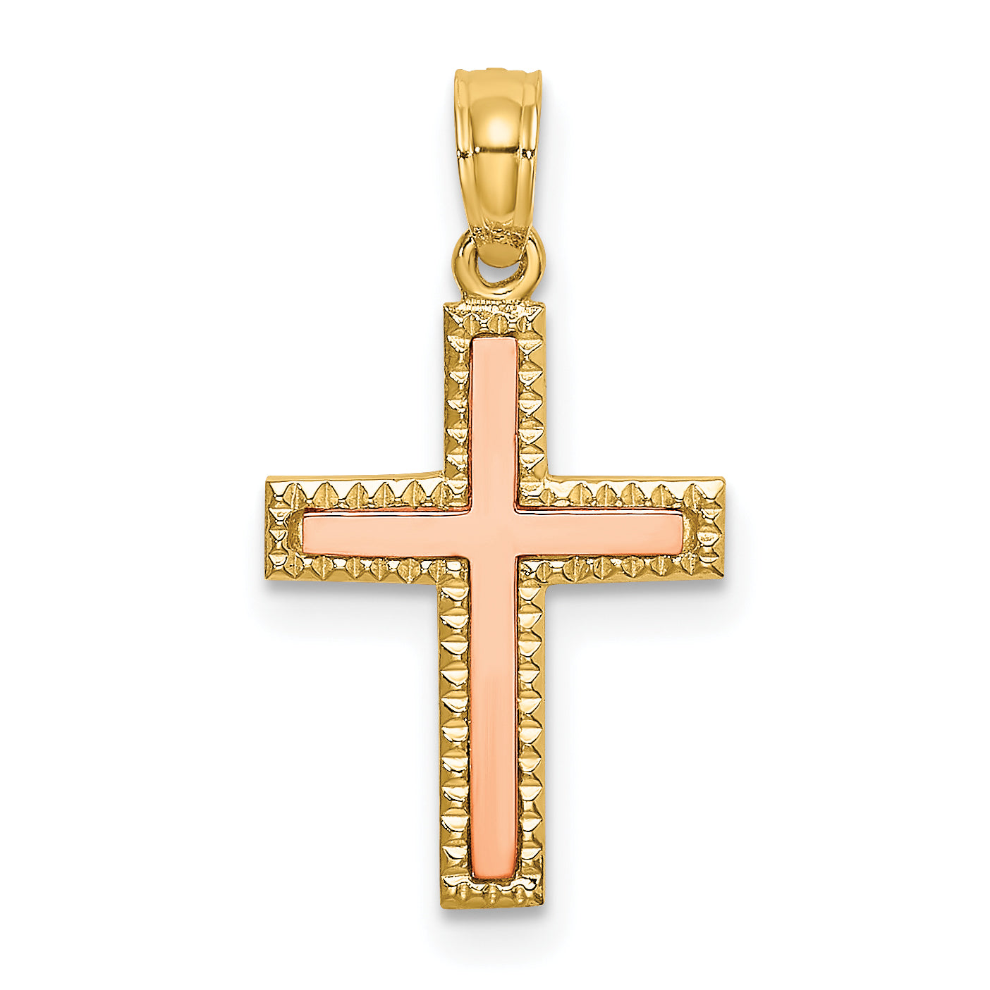 10k Two-tone Polished Cross Charm Main image