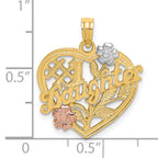 10k Two-tone w/White Rhodium #1 DAUGHTER Heart Charm