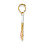 10K Two-Tone Gold Two-tone and White Rhodium #1 MOM with Flower Charm - view 2