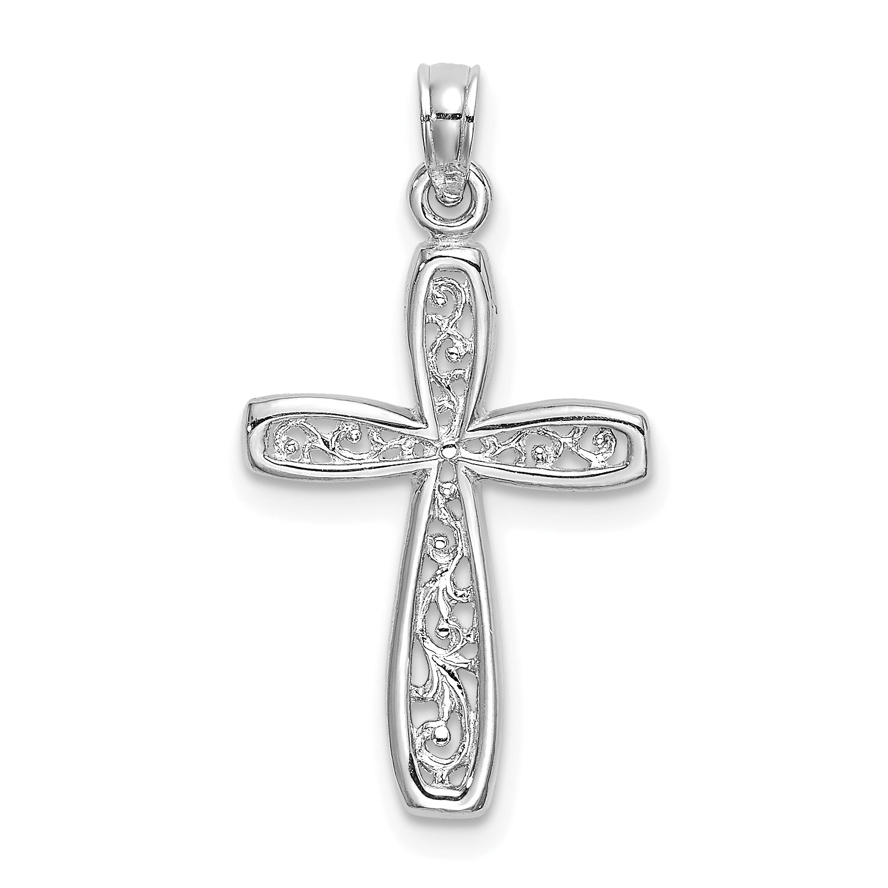 10K White Gold White Gold Filigree Cross Charm Main image