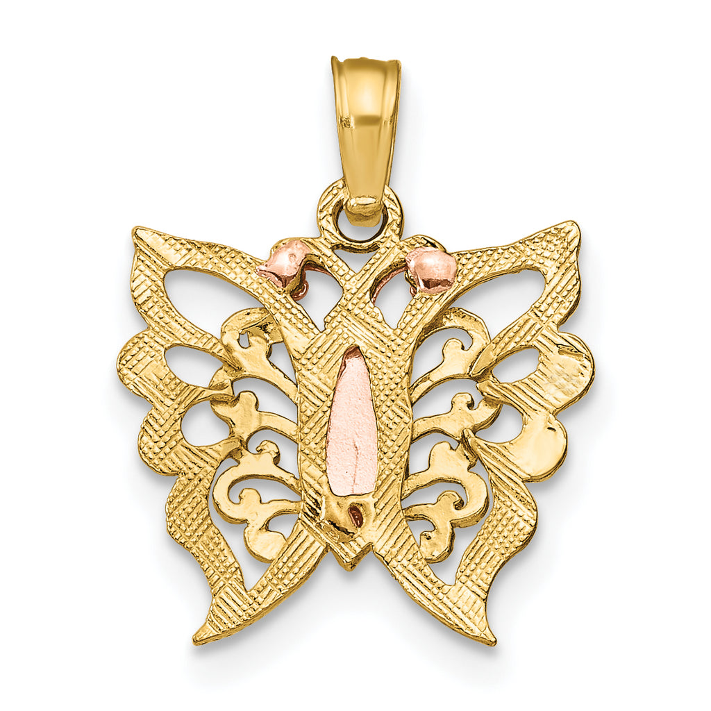 10K Two-tone w/White Rhodium Butterfly Cut-Out Charm