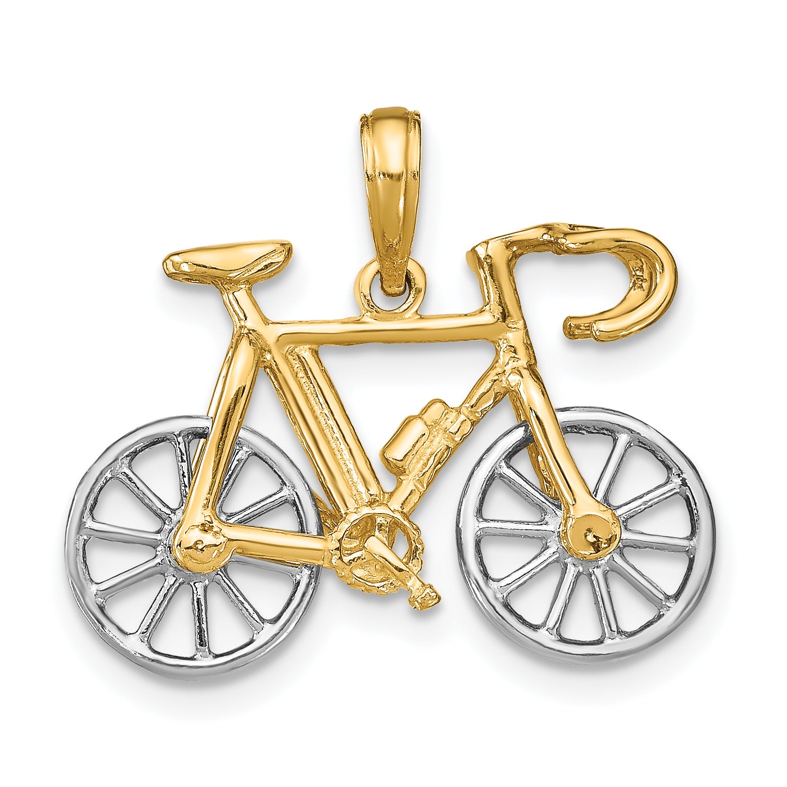 10k w/Rhodium 3-D Ten Speed Bicycle Charm
