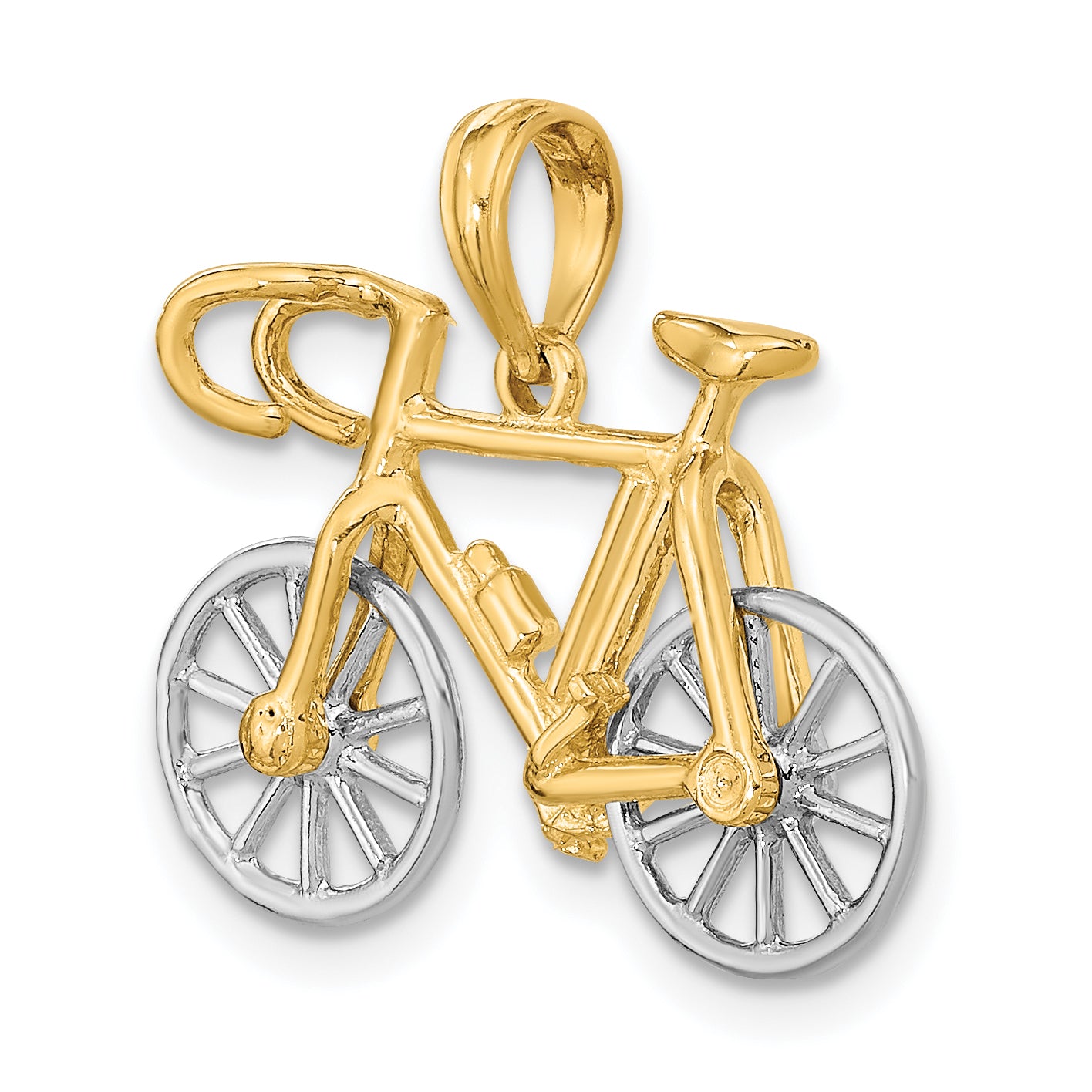 10k w/Rhodium 3-D Ten Speed Bicycle Charm