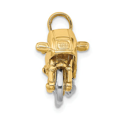 10k Two-tone 3-D Moveable Motorcycle Charm