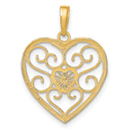 10k w/Rhodium Filigree Beaded Heart Charm