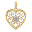 10k w/Rhodium Filigree Beaded Heart Charm