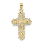 10K Two-Tone Gold Two-tone Textured w/ Lace Trim Crucifix Charm - view 4