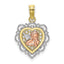 10K Two-tone w/Rhodium Small Angel In Heart Charm