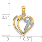 10K None W/ Rhodium Cross In Heart Charm - view 3