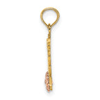 10K Two-Tone Gold Two-Tone MOM Script and Flower Charm - view 2