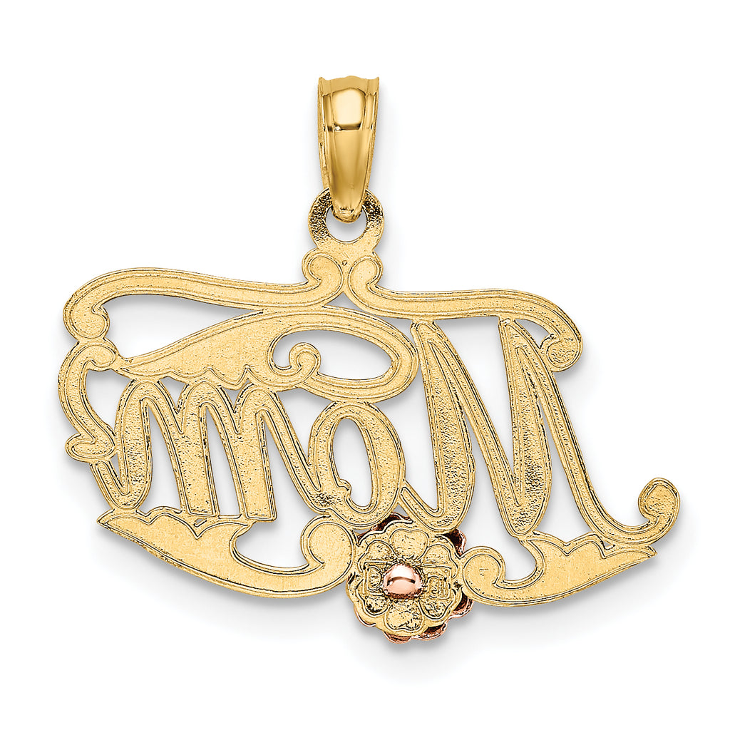 10K Two-Tone Gold Two-Tone MOM Script and Flower Charm - view 4