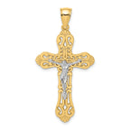 10K W/ Rhodium Crucifix W/ Scrolled Tips Charm