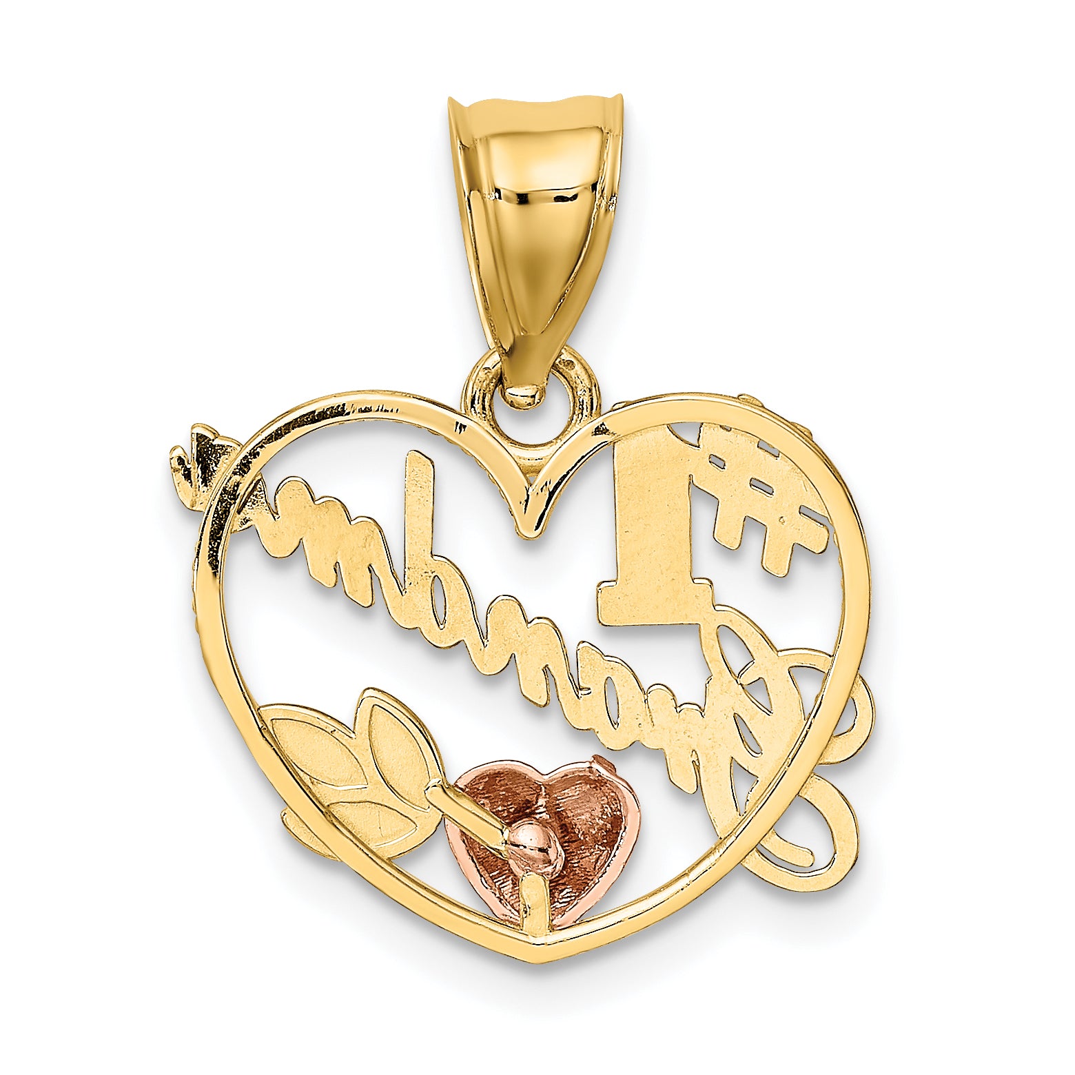 10K Two-Tone Gold Two-Tone #1 GRANDMA In Heart Frame Charm - view 4