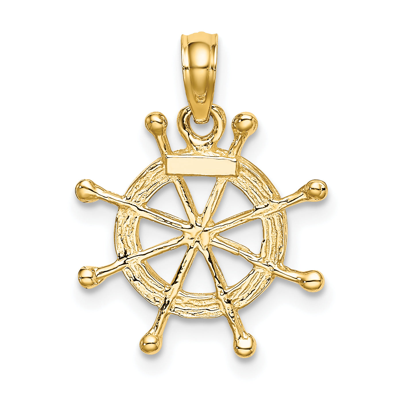 10K w/ Rhodium Ships Wheel Pendant