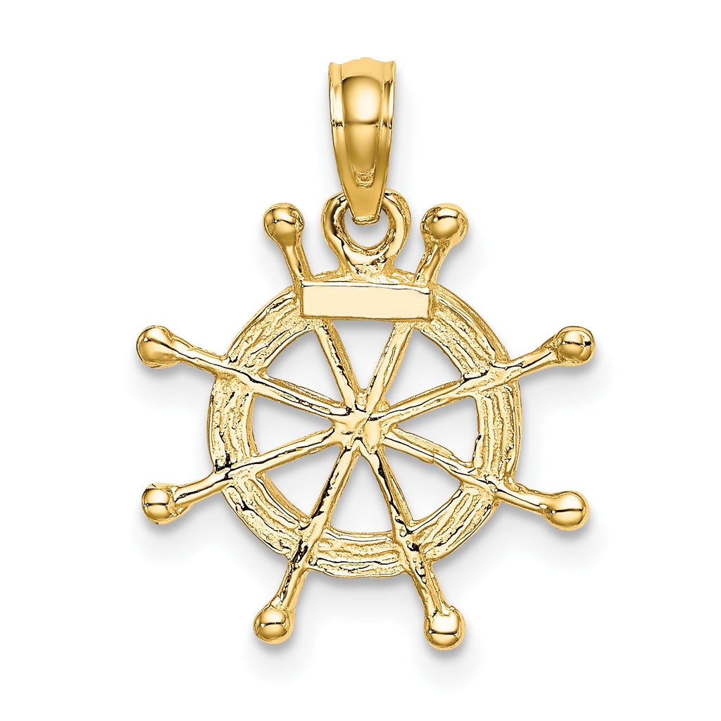 10K w/ Rhodium Ships Wheel Pendant