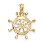 10K w/ Rhodium Ships Wheel Pendant