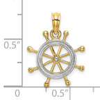 10K w/ Rhodium Ships Wheel Pendant