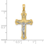 10K Two-Tone Gold Two-tone Engraved Crucifix Charm - view 3